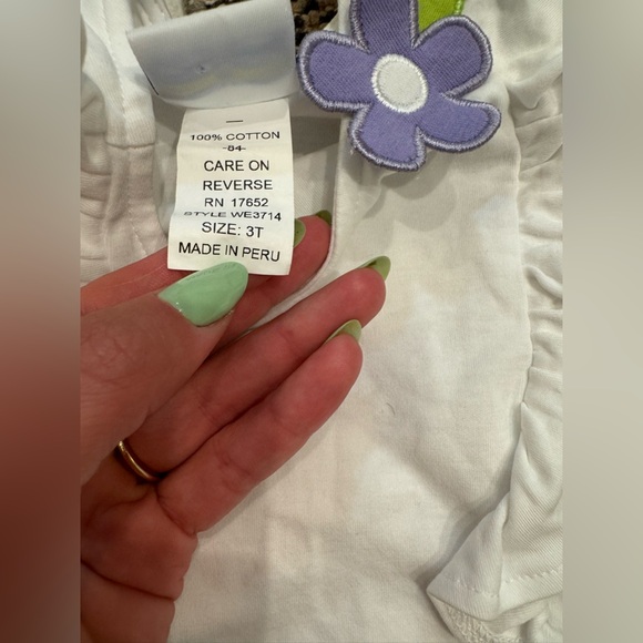 Florence Eiseman Girl’s Summer Two Piece Set Shorts Purple Flower Appliqué - Picture 4 of 5